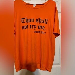 Orange Stretchy Silky Graphic T-Shirt